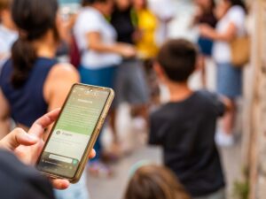 Gymkana digital en l’Alcora: familia resolviendo un enigma con el móvil